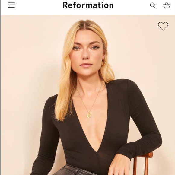 american apparel long-sleeve v-neck bodysuit - black, size S - Picture 7 of 8